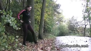 Desperate girls must pee in public park but get caught on camera