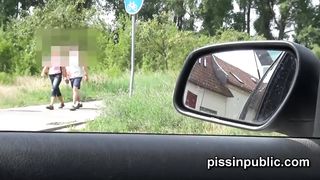 Desperate girls must pee in public park but get caught on camera
