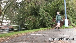 City center parks bring an unusual view on hot peeing babes