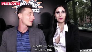 LETSDOEIT - Tattoed Brunette rides cock while driver watches