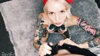Blowjob after School - Blue Eyed Tattooed Blonde Teen Loves Sucking Cock