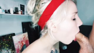 Blowjob after School - Blue Eyed Tattooed Blonde Teen Loves Sucking Cock