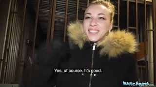 Public Agent Multiple Orgasms as Tight Pussy Stretched in Public Toilet