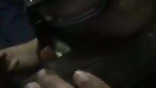 Lesbian stud sucking dick while on the with her girlfriend