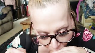 TABOO Blonde MILF Mom Sucks Step Son Cock with Dad Listening on Phone
