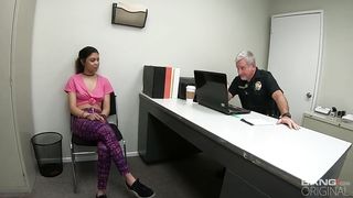 Handcuffed teenager rides cops cock