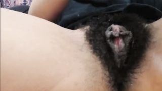 Extremely hairy middle eastern woman squirts while standing