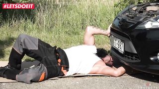 LETSDOEIT - Helpless Ebony Begs For Ride and Gets Rough Outdoor Sex