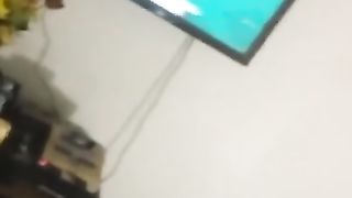 Ebony Takes Big Load while Playing Video Games