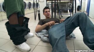 Black Thug Fucked in Public Laundry