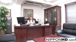 Japanese secretary masturbates at her desk